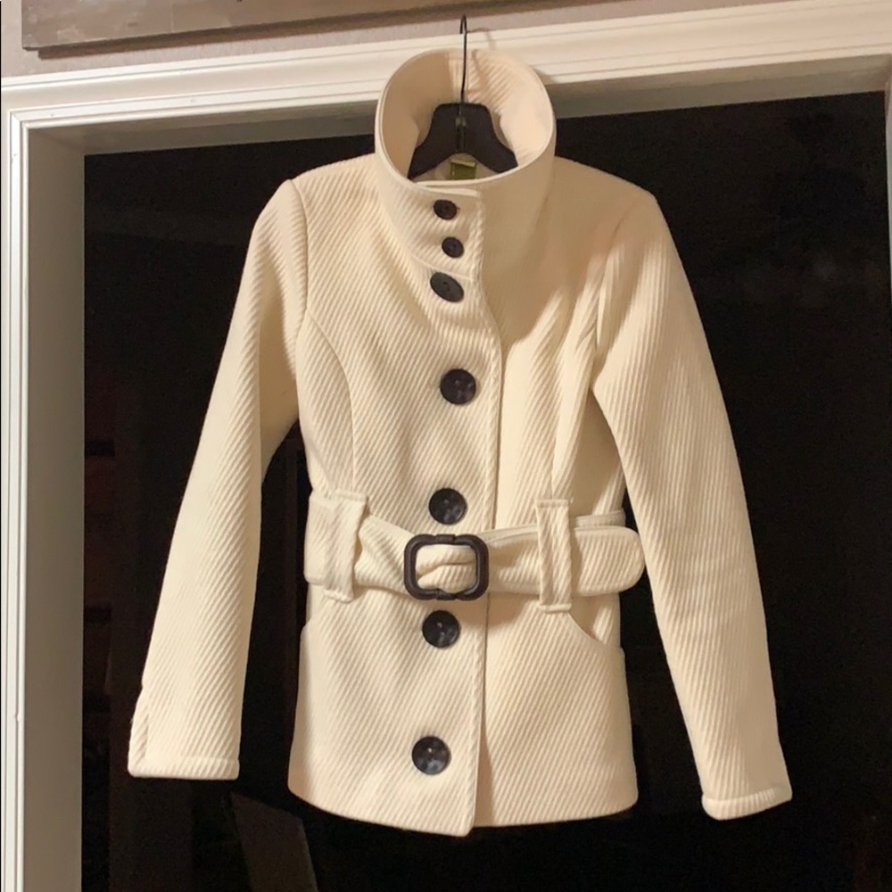 Soia & Kyo Belted Wool Coat - XS - Ivory/Cream